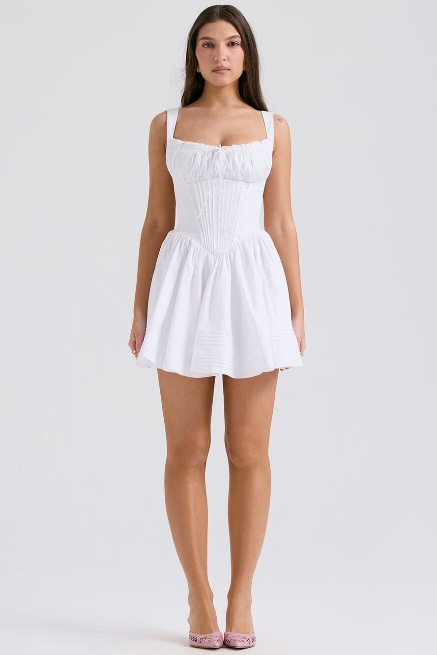 House of CB 'Natassia' White Cotton Mini Dress